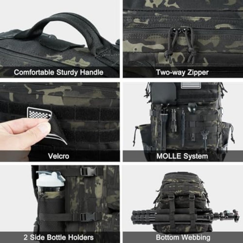 Military Tactical Backpack Large Day Backpack for Men Molle Army 3 Days Assault Pack Bug Out Bag Water Resistant and Heavy Duty Hiking Treeking Rucksack - Image 5