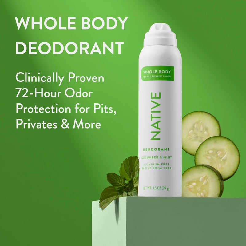 Native Whole Body Deodorant Spray Contains Naturally Derived Ingredients  Deodorant for Women & Men | 72 Hour Odor Protection  Aluminum Free with Coconut Oil and Shea Butter | Cucumber & Mint - Image 2