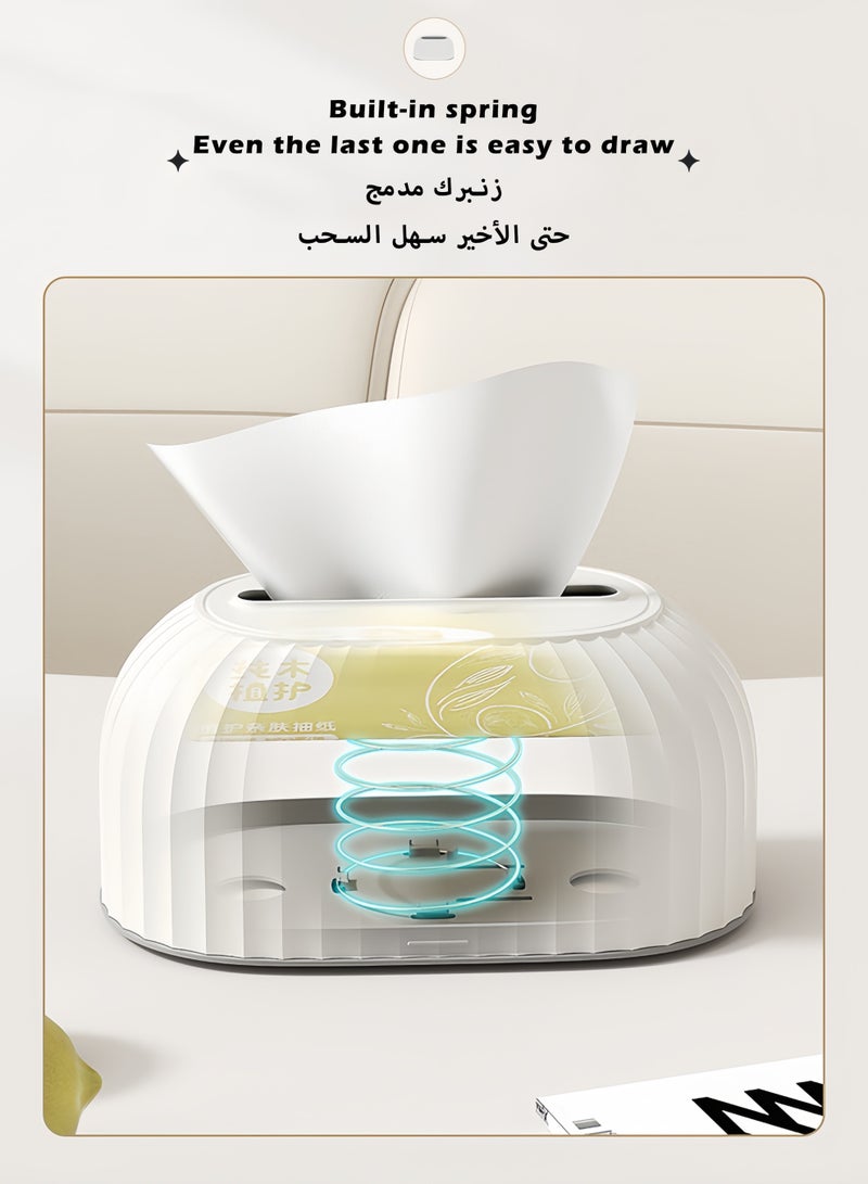 إتش كيو جيمنغ حامل غطاء علبة المناديل، حامل مناديل أنيق مع منظم ورق زنبركي، موزع أوراق التجفيف للحمام والمطبخ والمنزل علبة مناديل علب مناديل صغيره لطاولات - Image 3