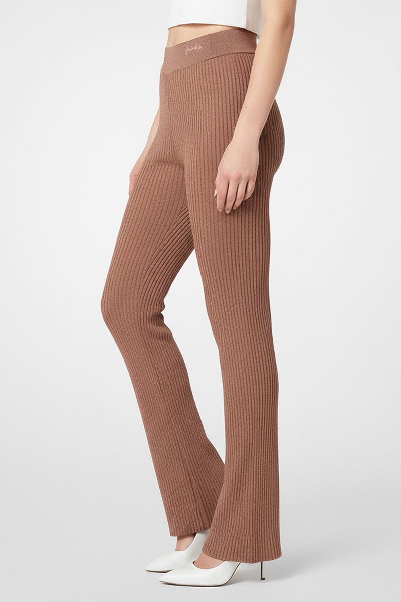 PINKO Women Metallic Wide Leg Pants, Brown - Image 3
