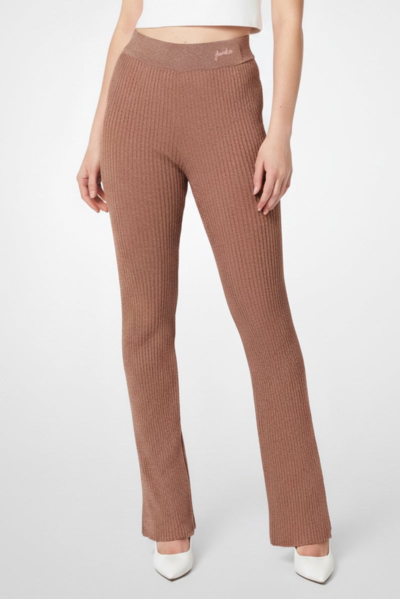 PINKO Women Metallic Wide Leg Pants, Brown - Image 1