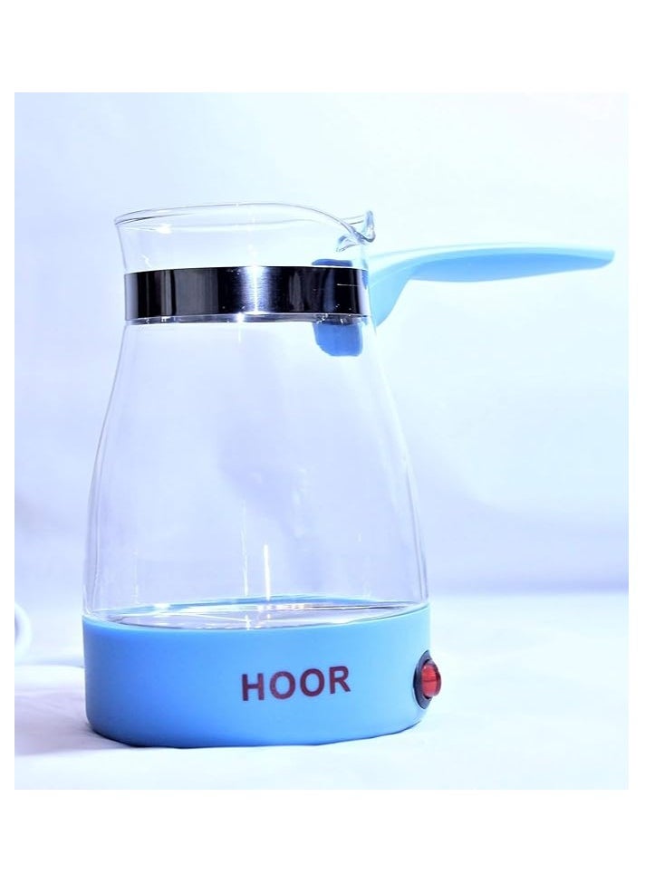 HOOR - Modern design, high quality electric ground Turkish coffee maker with a comfortable blue handle - Image 1