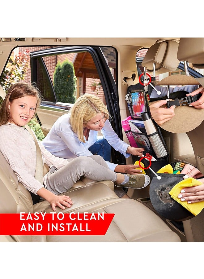 2 Packs Backseat Car Organizer, Kick Mats Back Seat Protector with Touch Screen Tablet Holder, Back Seat Organizer for Kids, Travel Accessories with 9 Storage Pockets, Black - Image 5