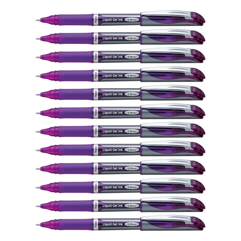 Pentel ENER-GEL Deluxe Liquid Gel Pen, Bold Line, Metal Tip, Violet Ink, Box of 12 (BL60-V)