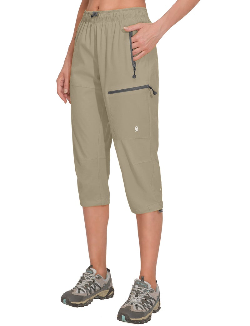 Little Donkey Andy Women's Quick Dry 3/4 Pants Capri Shorts Lightweight Hiking Travel Casual Khaki M - Image 1