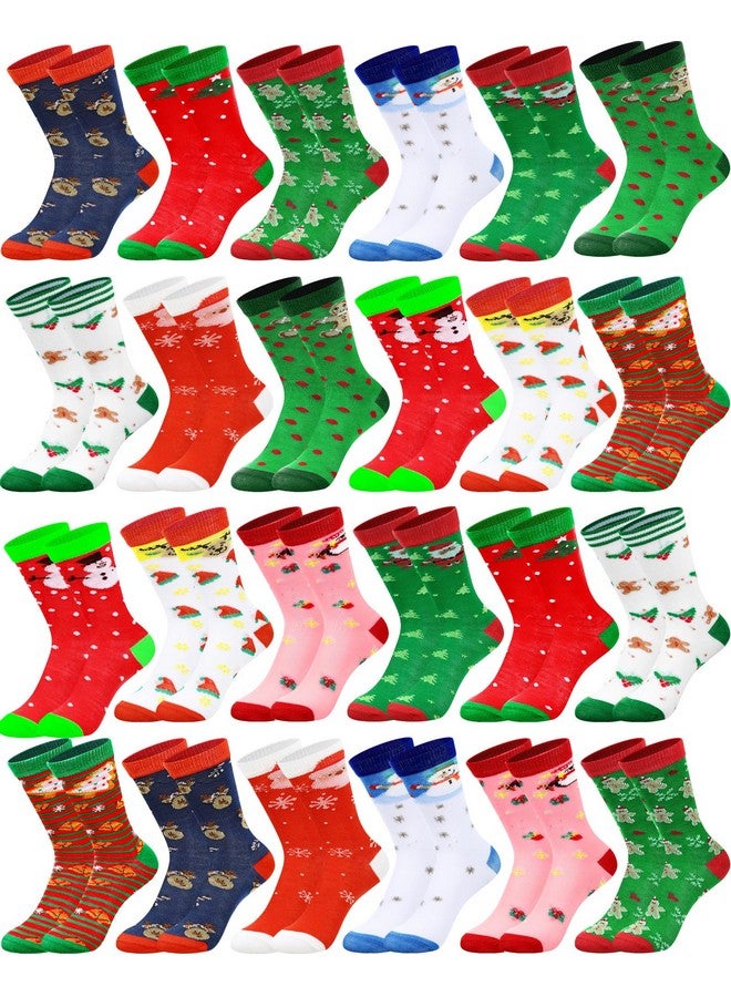 Foaincore 24 Pairs Kids Christmas Socks Colorful Creative Holiday Crew Socks Children Cute Socks Christmas Gift for Boy Girl (4-6 Years) - Image 1