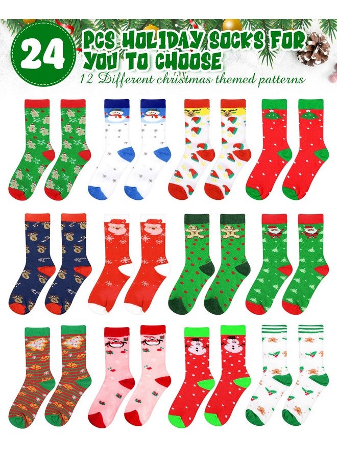 Foaincore 24 Pairs Kids Christmas Socks Colorful Creative Holiday Crew Socks Children Cute Socks Christmas Gift for Boy Girl (4-6 Years) - Image 4