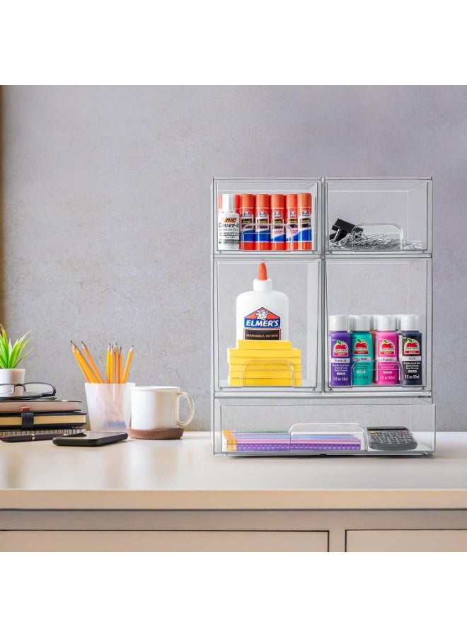Bukela Acrylic Storage Containers - 4 Pack, Stackable Storage Bins Set for Bathroom Organization - Clear Acrylic Drawer Organizers - Makeup Case Pull-Out Drawers (4.4’’ Tall) - Image 4