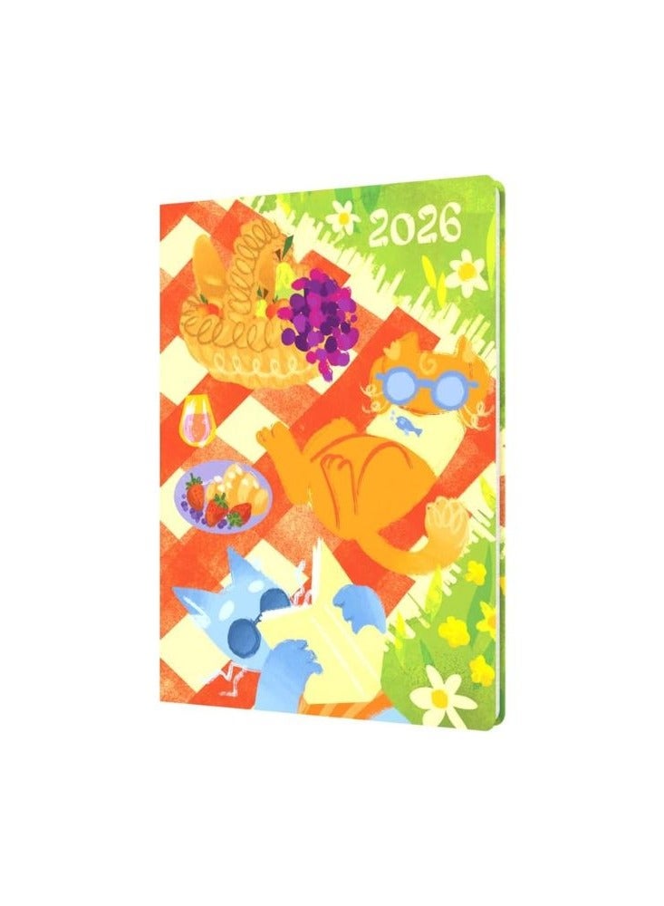 Collins - Bella Ramsay Cat - 2026 12 Month Calendar Year Planner, Week-To-View Diary, A5 Hard Cover - Picnic (E-CA153.PC-26) - Image 1