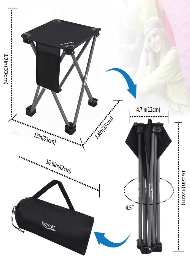 Roptat Camping Stool,Portable Folding Compact Lightweight Stool Seat for Camping Fishing Hiking Gardening Outdoor Walking Backpacking Travelling and Beach with Carry Bag (Grey) - Image 2