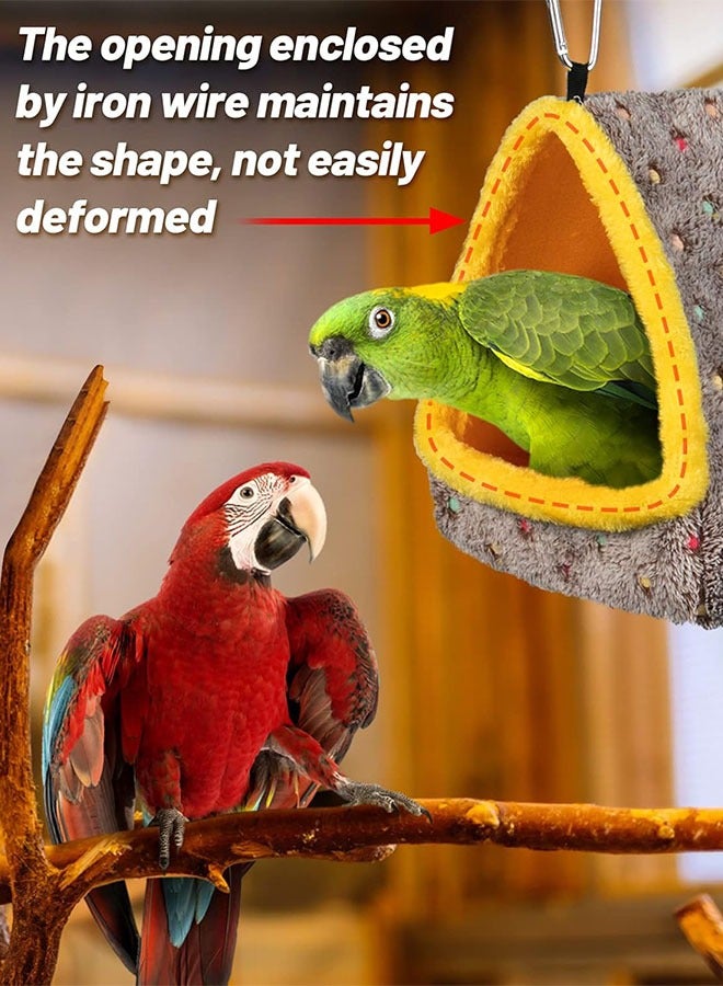الضفدع الحقيقي بيت عش طيور كبير، سرير طيور مريح للقفص مع حصيرة، أرجوحة معلقة، كوخ مخبأ للببغاوات الرمادية الأفريقية والأمازونية - Image 3