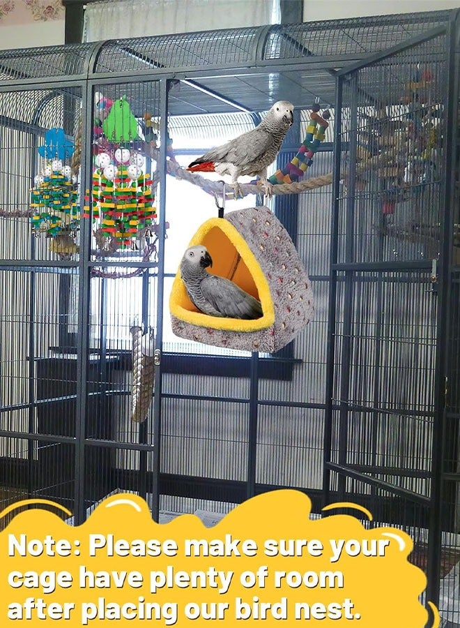 الضفدع الحقيقي بيت عش طيور كبير، سرير طيور مريح للقفص مع حصيرة، أرجوحة معلقة، كوخ مخبأ للببغاوات الرمادية الأفريقية والأمازونية - Image 5