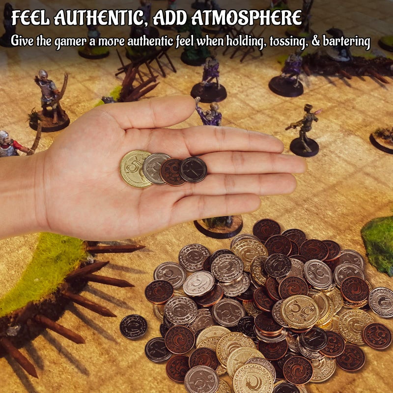 CZYY DND Metal Coins Set of 60 with Leather Pouch - Gaming Tokens, Pirate Treasure, Accessories & Props for Board Games, Dungeons and Dragons, Tabletop RPGs and LARP - Image 2