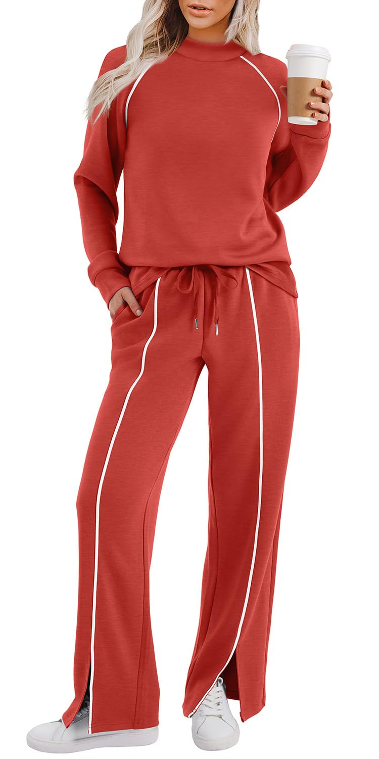 WIHOLL Conjuntos De 2 Piezas Para Mujer Christmas 2 Piece Outfits for Women Lounge Sets Comfy Red XL - Image 3