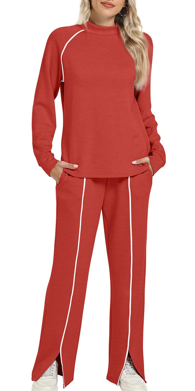 WIHOLL Conjuntos De 2 Piezas Para Mujer Christmas 2 Piece Outfits for Women Lounge Sets Comfy Red XL - Image 5