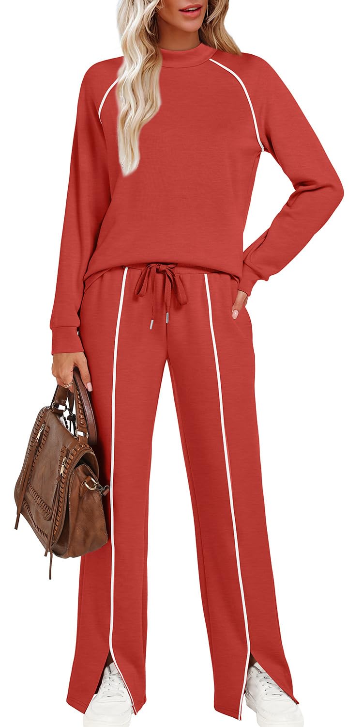 WIHOLL Conjuntos De 2 Piezas Para Mujer Christmas 2 Piece Outfits for Women Lounge Sets Comfy Red XL - Image 4