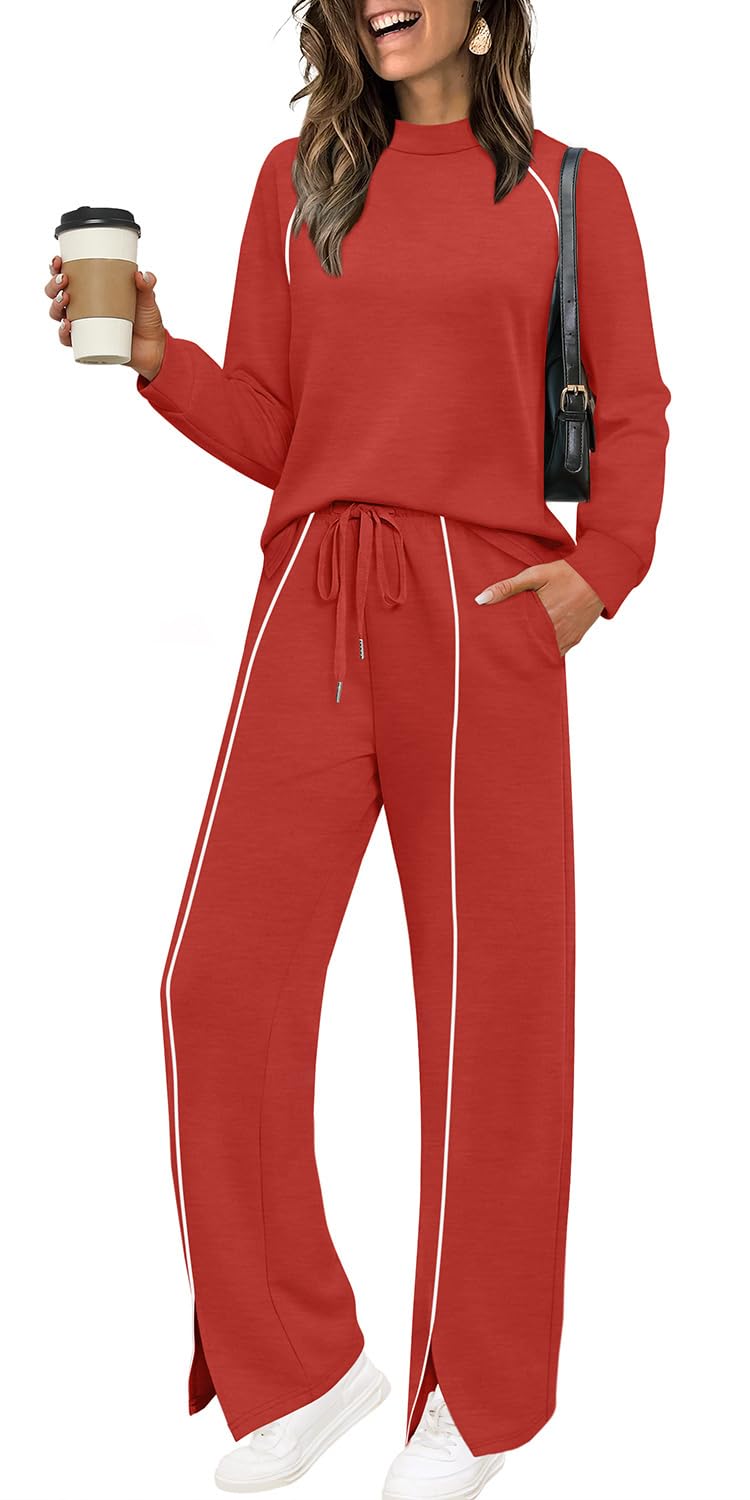 WIHOLL Conjuntos De 2 Piezas Para Mujer Christmas 2 Piece Outfits for Women Lounge Sets Comfy Red XL - Image 1