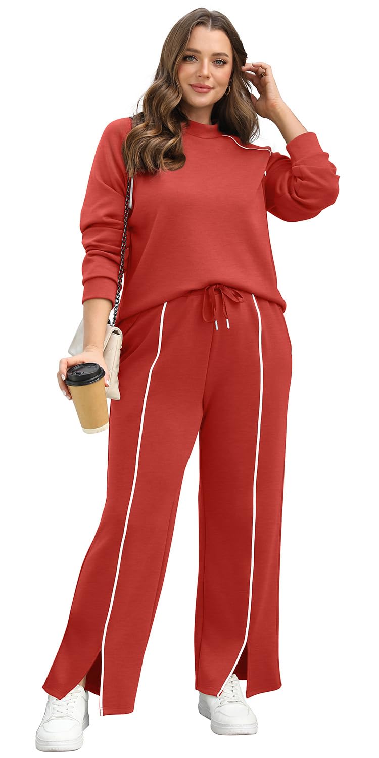 WIHOLL Conjuntos De 2 Piezas Para Mujer Christmas 2 Piece Outfits for Women Lounge Sets Comfy Red XL - Image 2