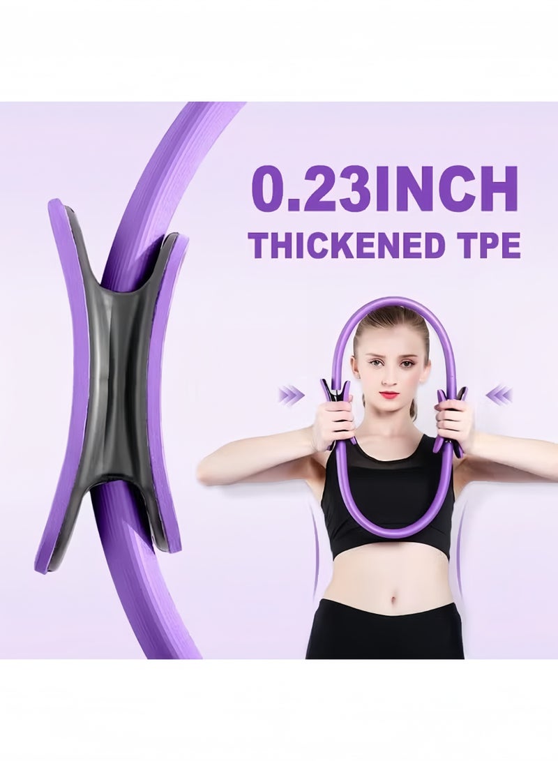 UANIQ Pilates Ring 38cm Yoga Magic Circle Double Handle Resistance Fitness Ring for Inner Thigh Toner Core Workout Pelvic Floor Exercise Postpartum Recovery Purple - Image 4
