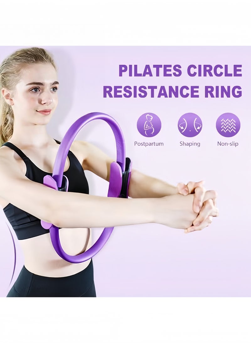 UANIQ Pilates Ring 38cm Yoga Magic Circle Double Handle Resistance Fitness Ring for Inner Thigh Toner Core Workout Pelvic Floor Exercise Postpartum Recovery Purple - Image 5