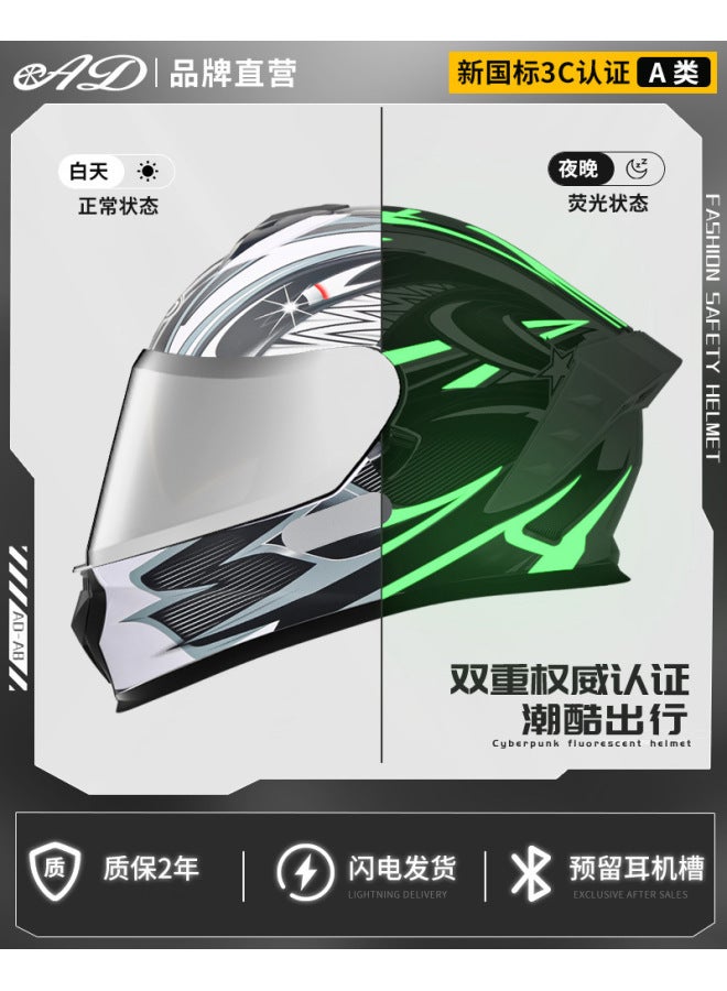 AD Electric Full-Face Motorcycle Helmet with Bluetooth, DOT & 3C Certified, All-Season for Men and Women