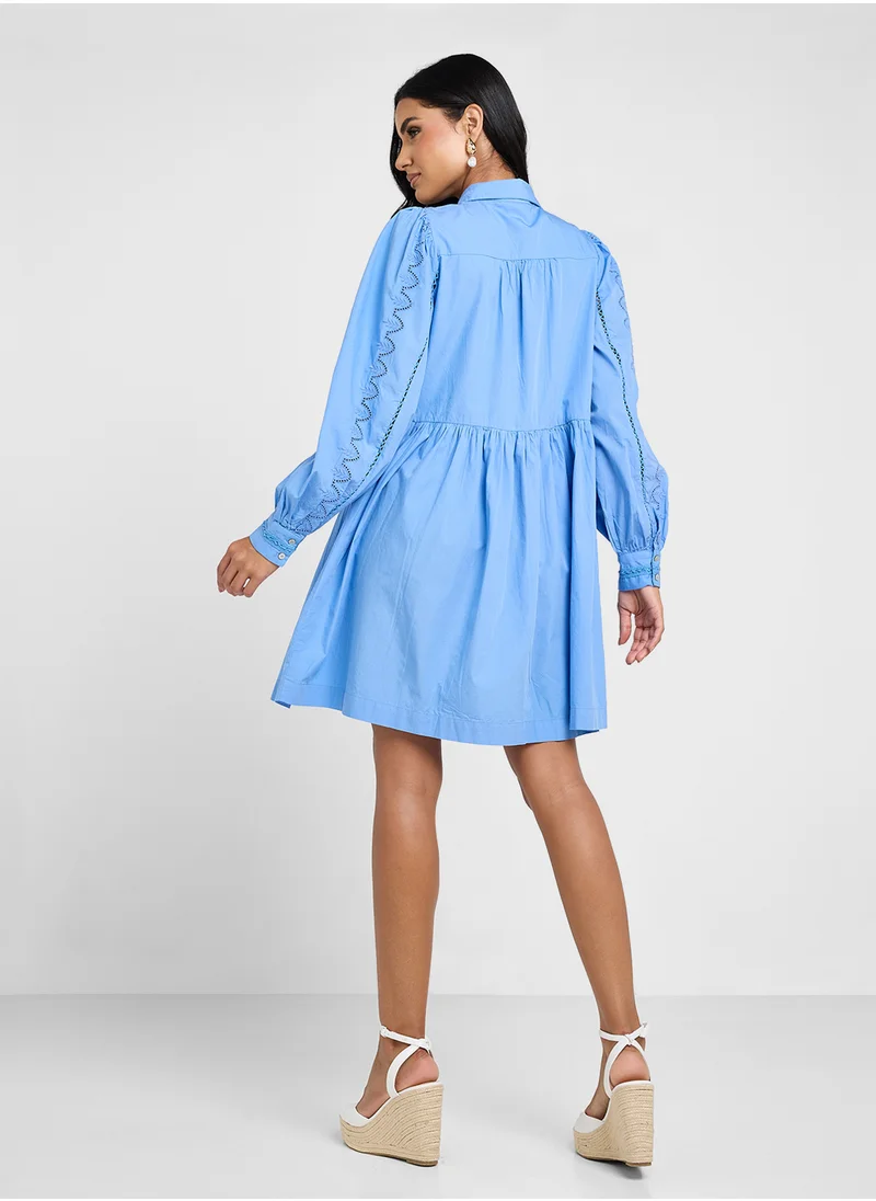 ياس Puff Sleeve Button Down Shirt Dress