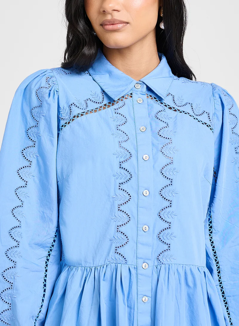 YAS Eyelet Mini Dress