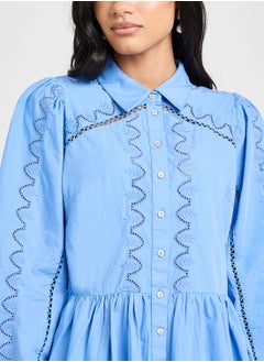 YAS Puff Sleeve Button Down Shirt Dress  - Image 3
