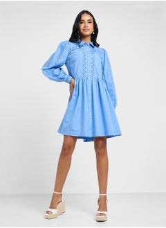 YAS Puff Sleeve Button Down Shirt Dress  - Image 4