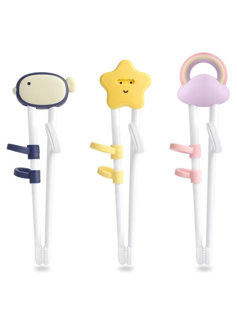 Training Chopsticks for Kids and Beginners - 3 Pairs with Learning Helper