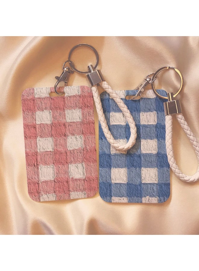 NIBEMINENT 1 - Piece Plaid Pattern Kpop Photo Card Holder Pendant Key Chain ID Badge Holder ID Card Holder Photo Card Protector for School ID Office ID Access Card for Women Girls - Image 2