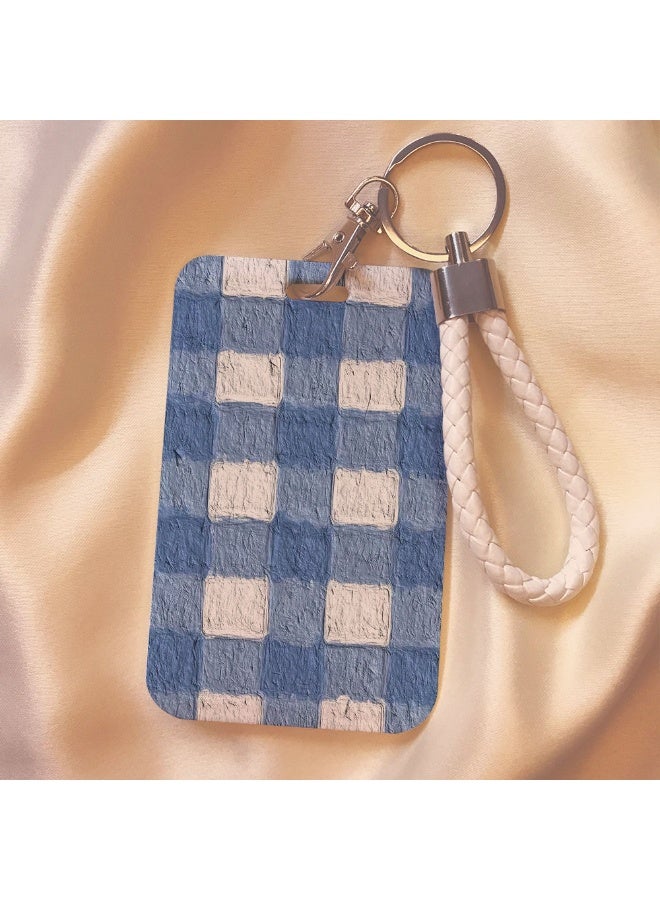 NIBEMINENT 1 - Piece Plaid Pattern Kpop Photo Card Holder Pendant Key Chain ID Badge Holder ID Card Holder Photo Card Protector for School ID Office ID Access Card for Women Girls - Image 1