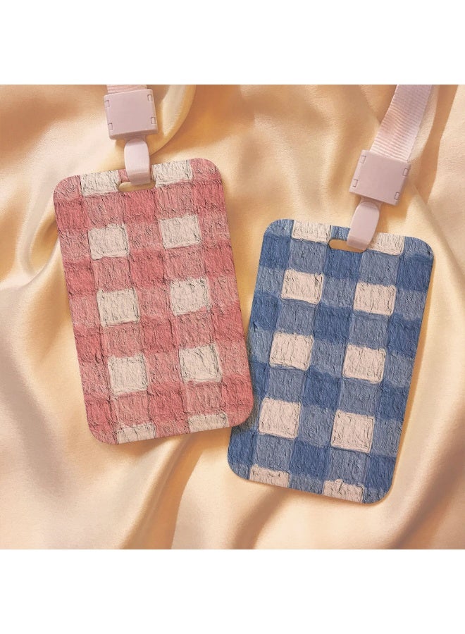 NIBEMINENT 1 - Piece Plaid Pattern Kpop Photo Card Holder Pendant Key Chain ID Badge Holder ID Card Holder Photo Card Protector for School ID Office ID Access Card for Women Girls - Image 3