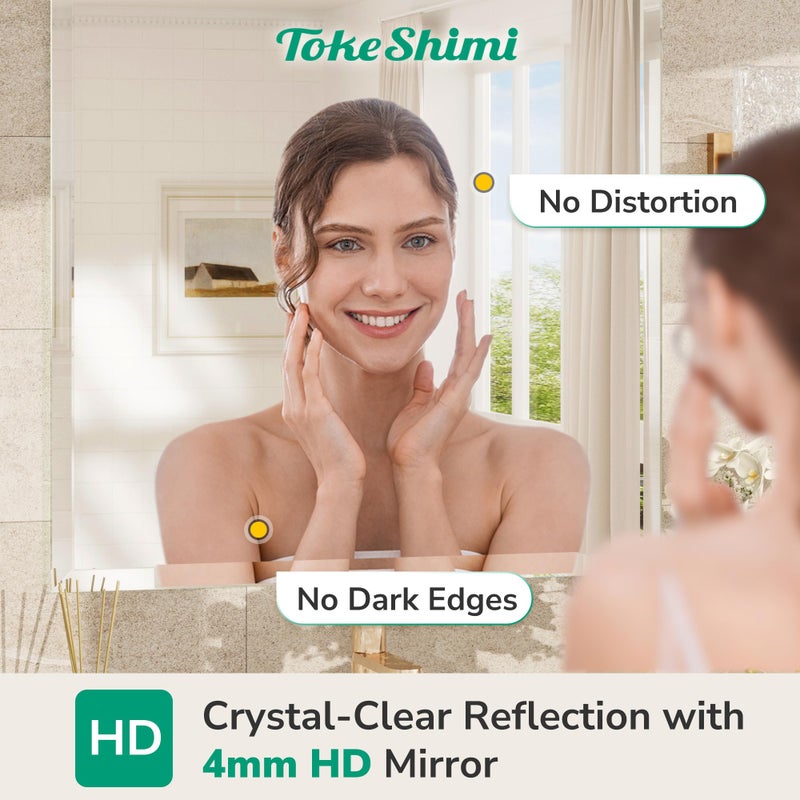 TokeShimi 24x36 Beveled Wall Mirror Decorative, Bathroom Vanity Mirrored with 1" Beveled Edge, Shatterproof Modern Frameless Mirror Bathroom Rectangle for Living Room, Entryway, Restroom - Image 4