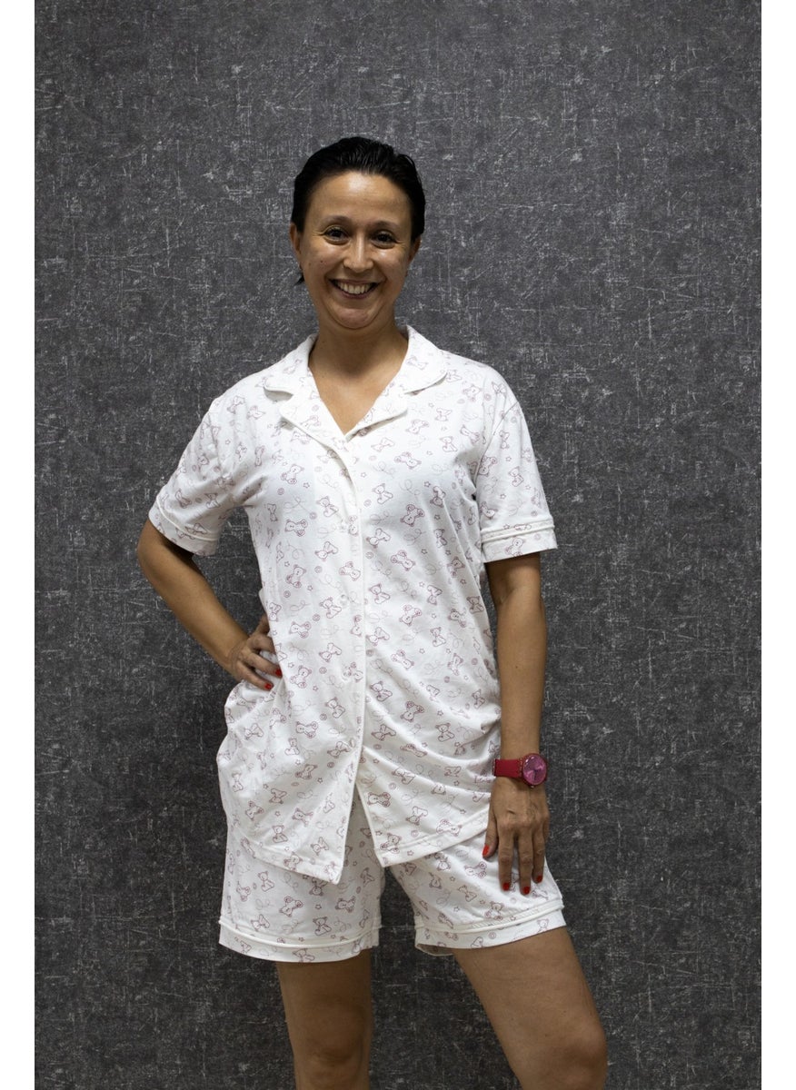 class Cotton Printed Buttoned Pajama Set  - Image 1