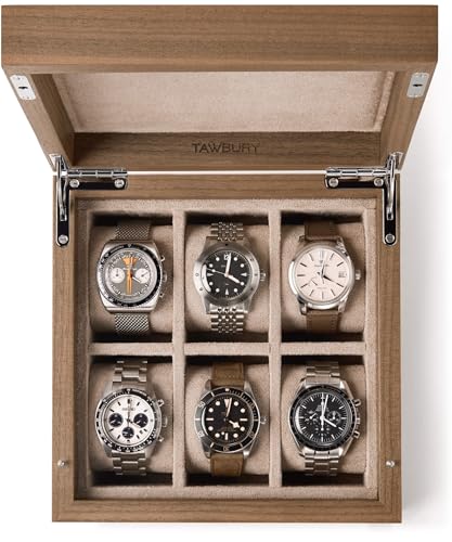 TAWBURY Luxury Wooden Watch Box for Men Watch Organizer for Men Watch Holder Organizer for Men Mens Watch Case 6 Slot Men Watch Box 6 Slot Men Watch Storage Box Small Watch Box Unisex - Image 1