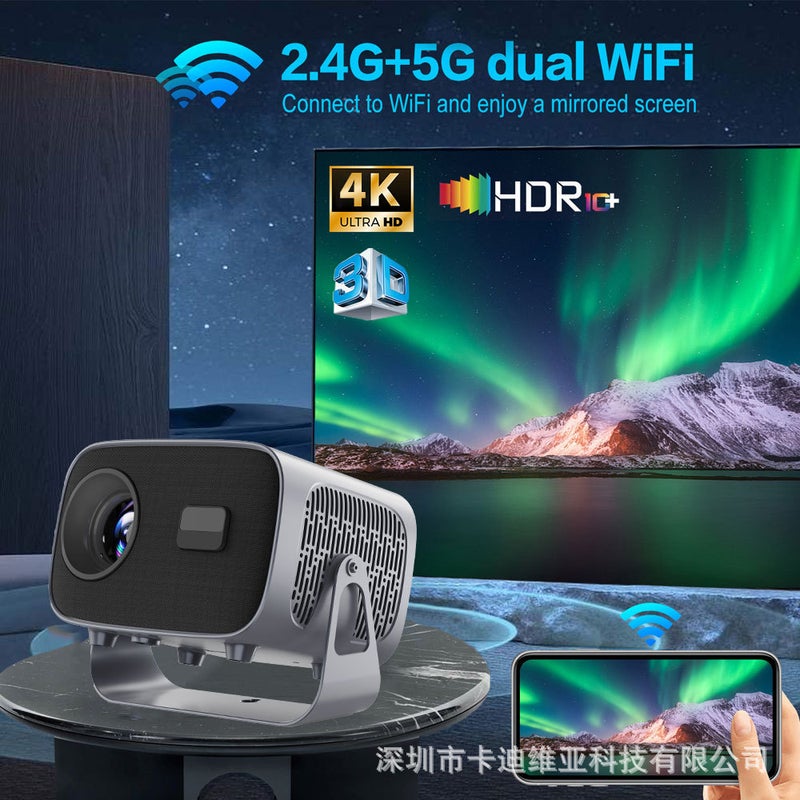 جهاز عرض محمول صغير الحجم بتركيز كهربائي A10 بدقة 4K عالية الدقة وواي فاي ذكي بنظام أندرويد - Image 3