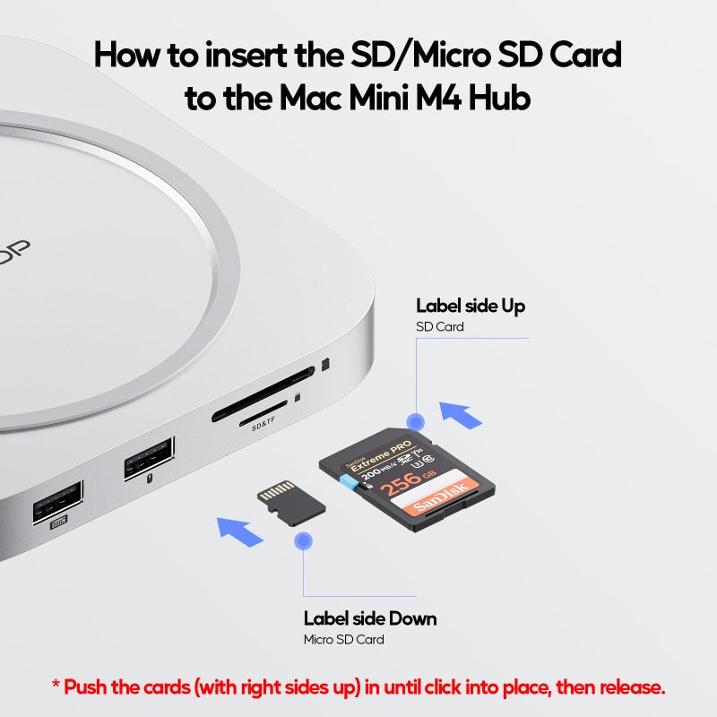 PULWTOP Mac mini M4 Dock with 4TB M.2 SSD Enclosure (SSD NOT Included), Mac mini M4/ M4 Pro Hub Stand with HDMI 4K@60Hz, 2024 MacMini USB C Hub Accessories, 3 USB A 2.0, SD/TF, 3.5mm Audio - Image 3