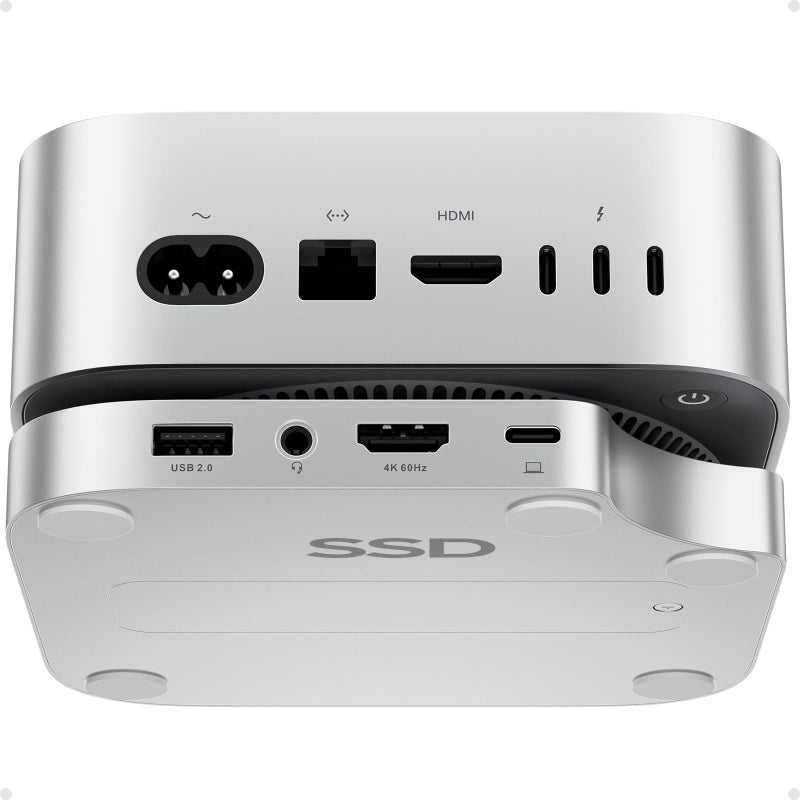 PULWTOP Mac mini M4 Dock with 4TB M.2 SSD Enclosure (SSD NOT Included), Mac mini M4/ M4 Pro Hub Stand with HDMI 4K@60Hz, 2024 MacMini USB C Hub Accessories, 3 USB A 2.0, SD/TF, 3.5mm Audio - Image 1