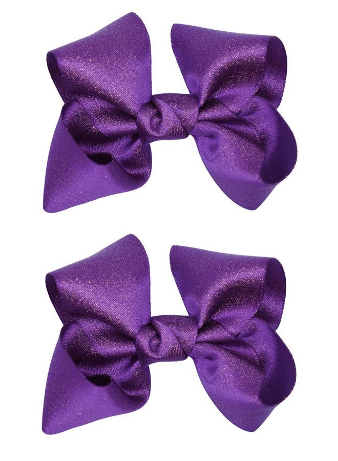 ZOONAI 3 Inch Baby Girl Hair Bows Clips Hairpin Headwear Little Teen Toddler Girls Kids Teens Toddlers Hair Accessories - Set of 2 (Deep Purple) - Image 1