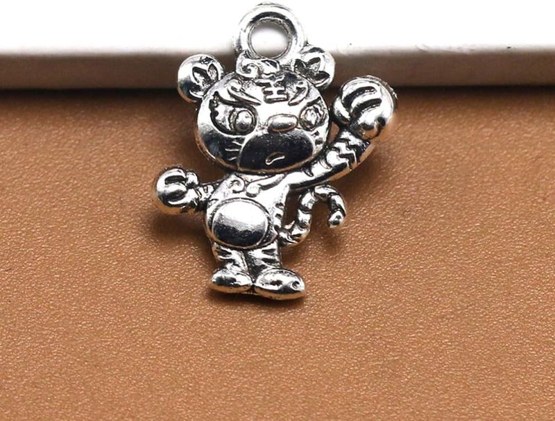 comfrt 50pcs Antique Tiger Charms Pendants Alloy Chinese Zodiac Charms Happy Lunar New Year Party Gifts Necklace Bracelet Accessories for DIY Craft Jewelry Making - Image 3