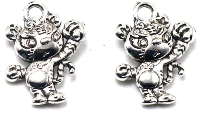 comfrt 50pcs Antique Tiger Charms Pendants Alloy Chinese Zodiac Charms Happy Lunar New Year Party Gifts Necklace Bracelet Accessories for DIY Craft Jewelry Making - Image 4