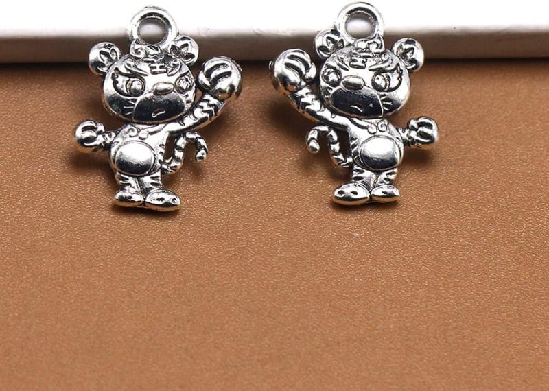 comfrt 50pcs Antique Tiger Charms Pendants Alloy Chinese Zodiac Charms Happy Lunar New Year Party Gifts Necklace Bracelet Accessories for DIY Craft Jewelry Making - Image 5