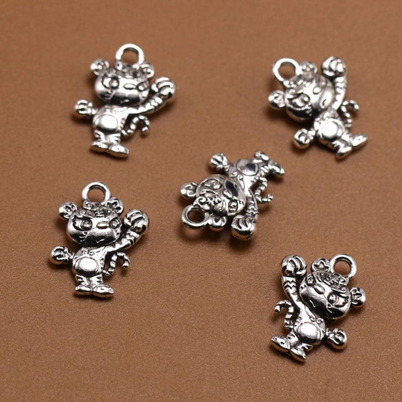 comfrt 50pcs Antique Tiger Charms Pendants Alloy Chinese Zodiac Charms Happy Lunar New Year Party Gifts Necklace Bracelet Accessories for DIY Craft Jewelry Making - Image 2