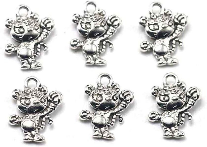 comfrt 50pcs Antique Tiger Charms Pendants Alloy Chinese Zodiac Charms Happy Lunar New Year Party Gifts Necklace Bracelet Accessories for DIY Craft Jewelry Making - Image 1