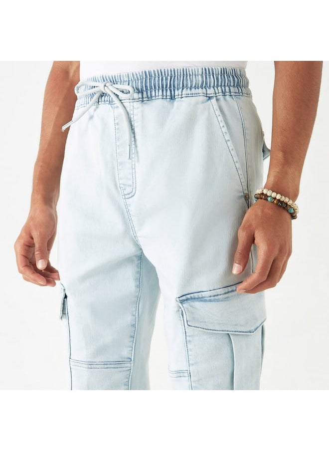 Lee Cooper - Lee Cooper Solid Denim Joggers with Pockets and Drawstring Closure - Image 1