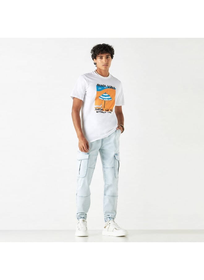 Lee Cooper - Lee Cooper Solid Denim Joggers with Pockets and Drawstring Closure - Image 1