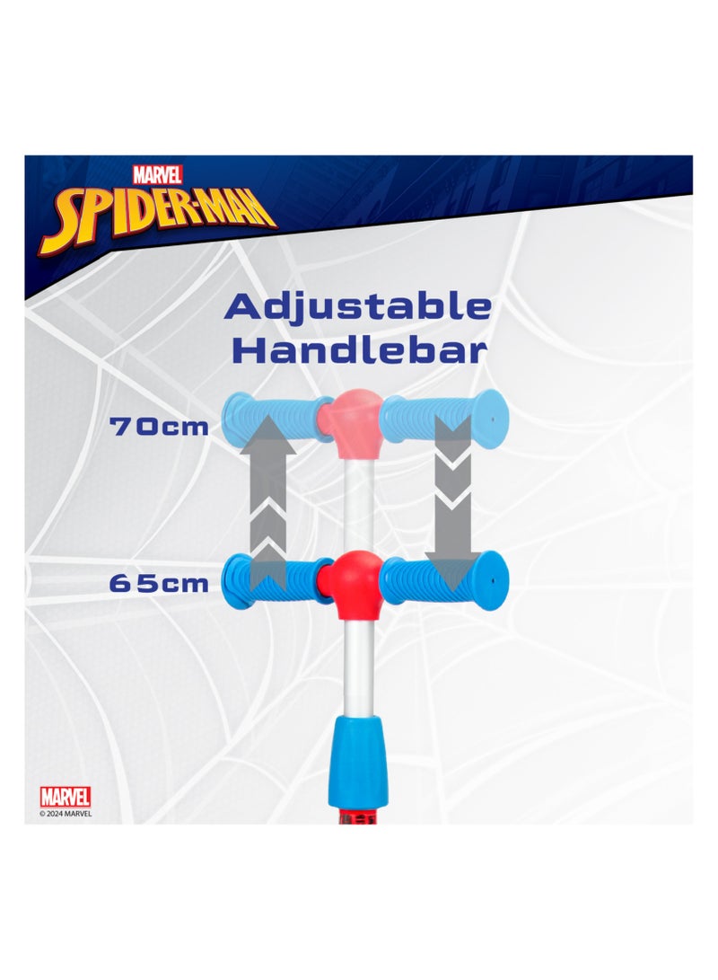 Spartan | Marvel Spiderman 3-Wheel Kick Scooter for Kids LED Light-Up Wheels, Adjustable Handlebar, Foldable Frame, Anti-Slip Deck, Rear Brake, Superhero Graphics Ages 36 Red/Blue (SP-7052) | Red/Blue - Image 4
