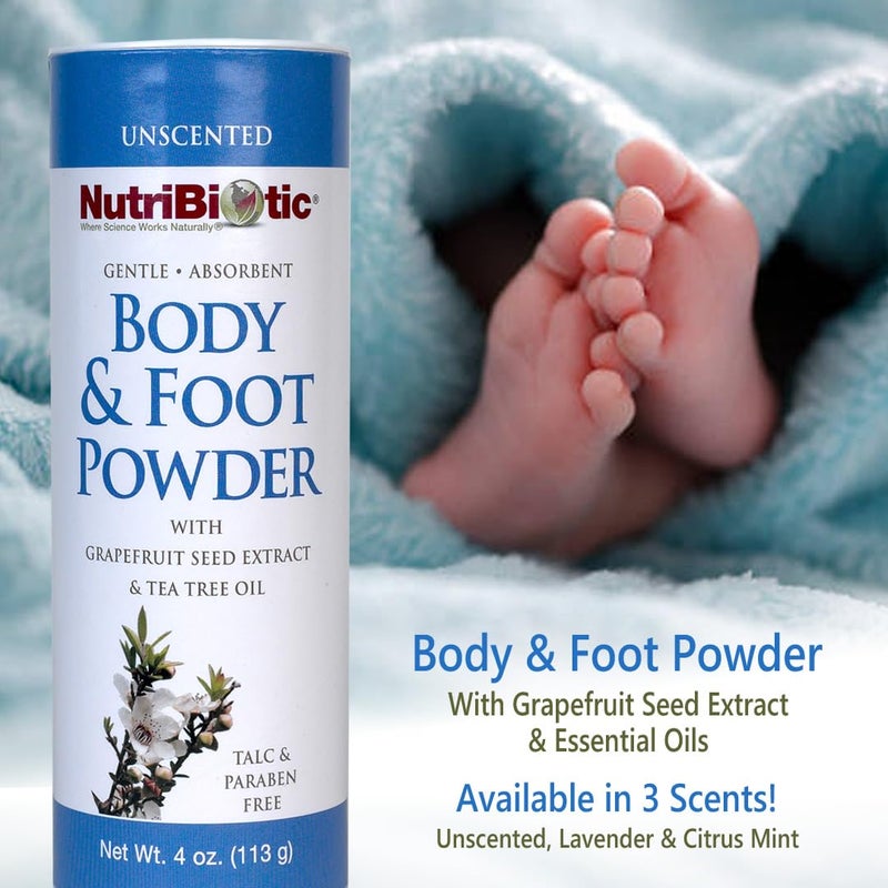 NutriBiotic – Body & Foot Powder, Unscented, 4 Oz | with Grapefruit Seed Extract & Tea Tree Oil | Vegan & Non-GMO | Talc, Paraben & Gluten Free | Gentle & Absorbent - Image 2