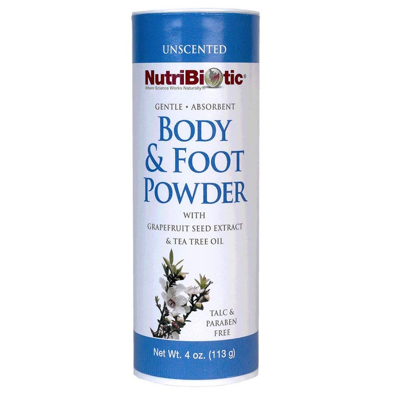 NutriBiotic – Body & Foot Powder, Unscented, 4 Oz | with Grapefruit Seed Extract & Tea Tree Oil | Vegan & Non-GMO | Talc, Paraben & Gluten Free | Gentle & Absorbent - Image 1